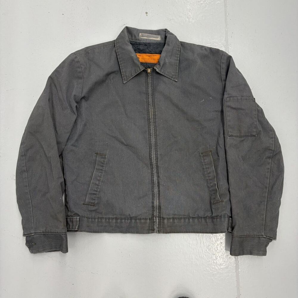 Vintage 70s Red Kap Grey Canvas Workwear Mechanics Jacket
